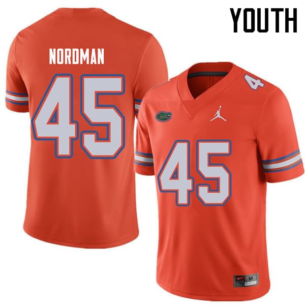 NCAA Florida Gators Charles Nordman Youth #45 Jordan Brand Orange Stitched Authentic College Football Jersey FIY7864WL